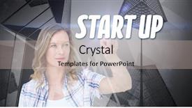  Presentation with shares - Beautiful PPT theme featuring word solution and concentrated pretty hipster pointing with her finger against stocks and shares backdrop and a soft green colored foreground