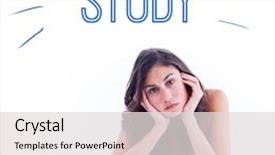  Presentation with study - Audience pleasing slides consisting of word study against stressed student at desk backdrop and a light gray colored foreground