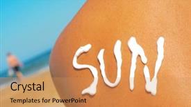  Presentation with sun - Slides featuring word sun written with sunblock background and a coral colored foreground