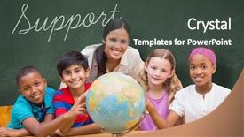  Presentation with green globe - Theme enhanced with word support and cute pupils background and a dark gray colored foreground