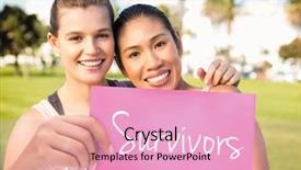  Presentation with breast cancer - Beautiful PPT theme featuring word survivors and hand holding backdrop and a lemonade colored foreground