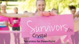  Presentation with breast cancer awareness - Slide deck featuring word survivors and young woman background and a coral colored foreground