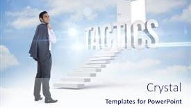  Presentation with tactics - Slide set consisting of steps leading to open door background and a sky blue colored foreground