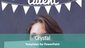  Presentation with talent - Beautiful presentation theme featuring word talent and bunting against student holding book backdrop and a teal colored foreground