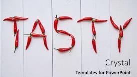  Presentation with red chilli - PPT theme consisting of word-tasty-formed background and a light gray colored foreground