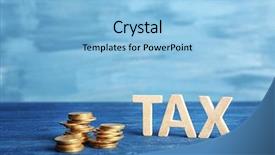  Presentation with property tax - Theme enhanced with word tax and stacked coins background and a light blue colored foreground