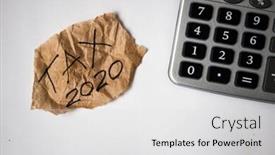  Presentation with craft - Theme featuring word-tax-and-torn-paper background and a light gray colored foreground