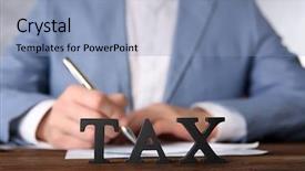  Presentation with tax - Presentation featuring word tax of wooden letters background and a  colored foreground