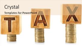  Presentation with tax - Cool new slide deck with word tax written on wooden backdrop and a lemonade colored foreground