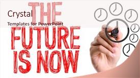  Presentation with marker - PPT layouts with word the future is now background and a sky blue colored foreground