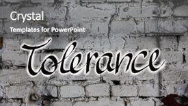  Presentation with brick wall - PPT theme having word tolerance on old brick background and a gray colored foreground