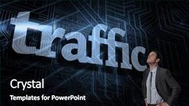  Presentation with hands and word volunteer - PPT theme featuring word traffic and serious businessman background and a black colored foreground