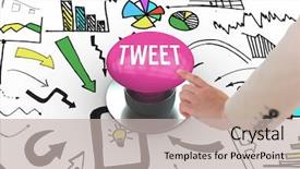  Presentation with pink - Colorful slide deck enhanced with word tweet and businesswoman pointing backdrop and a light gray colored foreground