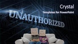  Presentation with employees - Amazing PPT theme having word unauthorized and silly employees backdrop and a  colored foreground