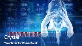  Presentation with binary blue - Beautiful theme featuring word unknown virus and redhead backdrop and a  colored foreground