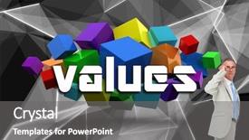  Presentation with black-abstract - Audience pleasing presentation theme consisting of word values and thinking businessman against abstract glowing black background backdrop and a gray colored foreground