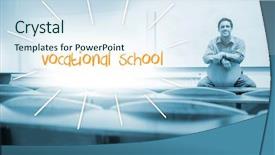  Presentation with vocational school - Slide set with word vocational school against lecturer background and a sky blue colored foreground