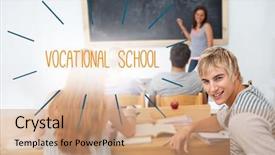  Presentation with vocational school - Cool new presentation design with word vocational school against students backdrop and a coral colored foreground