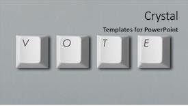  Presentation with vote - Colorful presentation theme enhanced with word vote written with computer backdrop and a light gray colored foreground