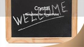  Presentation with welcome - PPT layouts featuring word welcome - white chalk handwriting background and a dark gray colored foreground