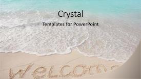  Presentation with welcome - Colorful presentation theme enhanced with word welcome on beach sand backdrop and a light blue colored foreground