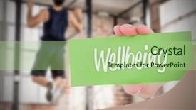  Presentation with wellbeing - PPT layouts enhanced with word wellbeing and hand showing card background and a mint green colored foreground