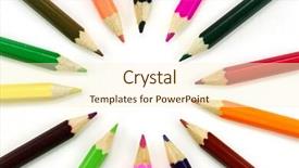  Presentation with floral border over white - Colorful slides enhanced with wordart - multicolored pencils over white background backdrop and a cream colored foreground