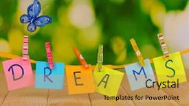  Presentation with dreams - Beautiful slides featuring wordart - word dreams on wooden table backdrop and a gold colored foreground
