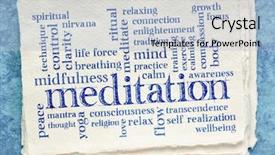  Presentation with khadi - Colorful PPT theme enhanced with wording - meditation word cloud on textured backdrop and a light blue colored foreground