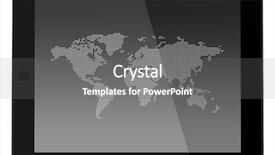  Presentation with monitor computer - Colorful slide deck enhanced with wordl map on tablet pc backdrop and a gray colored foreground