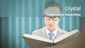  Presentation with reading bible - Amazing slide deck having words animation - geeky preacher reading from black backdrop and a teal colored foreground