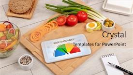  Presentation with body mass index - PPT theme enhanced with words body mass index background and a coral colored foreground