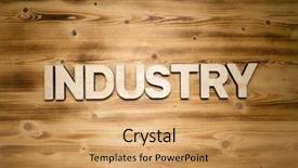  Presentation with industry - PPT theme with words environment - industry word made of wooden background and a coral colored foreground