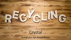  Presentation with wooden building blocks - PPT layouts enhanced with words environment - recycling word made with building background and a coral colored foreground