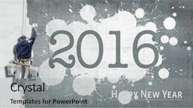  Presentation with 20 year work anniversary - PPT theme featuring words happy new year 2016 background and a light gray colored foreground