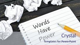  Presentation with notepad - Colorful presentation theme enhanced with words have power text backdrop and a sky blue colored foreground