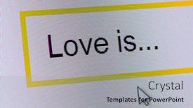  Presentation with love words - Slides enhanced with words-love-is-in-search background and a light gray colored foreground