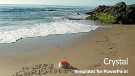  Presentation with sand ocean - PPT theme consisting of words merry christmas written background and a coral colored foreground