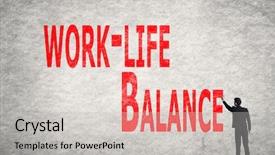  Presentation with work life balance - Amazing slide set having words on wall work-life backdrop and a light gray colored foreground