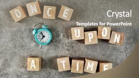  Presentation with once upon time - PPT theme featuring clock and words once upon background and a gray colored foreground