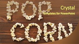  Presentation with maize - PPT theme with words pop corn made of maize grains on wooden background background and a tawny brown colored foreground