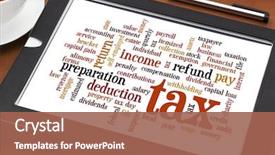  Presentation with tea cup - Presentation theme featuring words related to tax background and a coral colored foreground