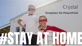  Presentation with social isolation - Beautiful PPT theme featuring words-stay-at-home backdrop and a light gray colored foreground