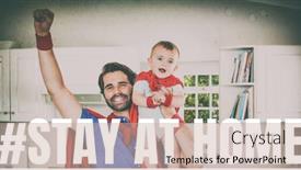  Presentation with public health covid - Audience pleasing theme consisting of words-stay-at-home backdrop and a coral colored foreground