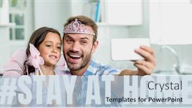  Presentation with public health - Audience pleasing PPT theme consisting of words-stay-at-home backdrop and a light blue colored foreground