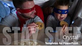  Presentation with public health - PPT theme featuring words-stay-safe-written-over background and a gray colored foreground