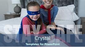  Presentation with public health covid - Colorful PPT theme enhanced with words-stay-safe-written-over backdrop and a ocean colored foreground