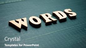  Presentation with words - Audience pleasing PPT theme consisting of words-text-on-a-wood backdrop and a ocean colored foreground