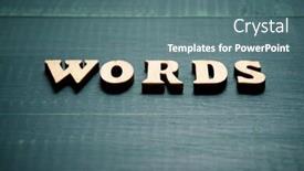  Presentation with words - Amazing slide set having words-text-on-a-wood backdrop and a ocean colored foreground