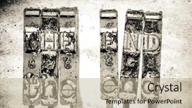  Presentation with pluma history old paper scroll - Slides enhanced with words the end with old background and a mint green colored foreground